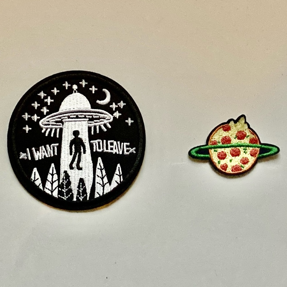Lot of TWO (2) Alien Embroidery Sewing Applique Patches Iron on Sew On S…
